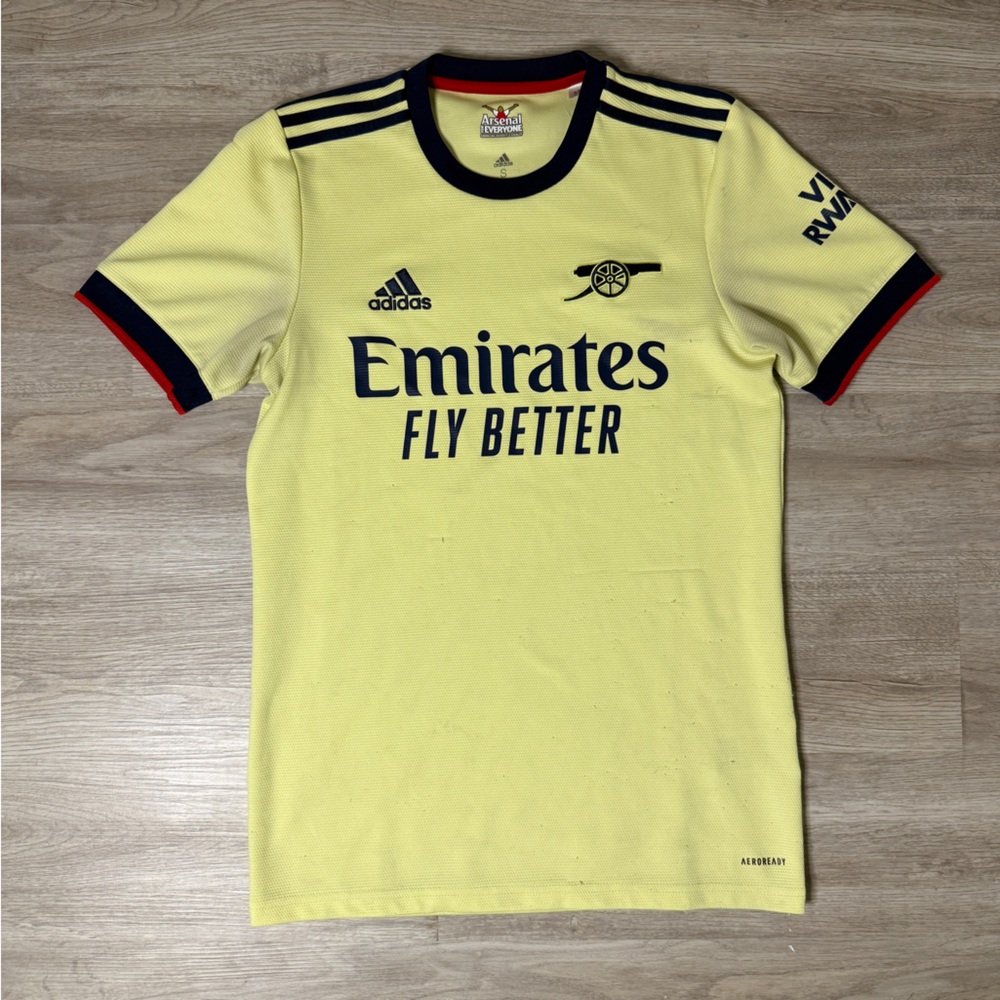 Adidas Kids Yellow Soccer Jersey with Navy Accents